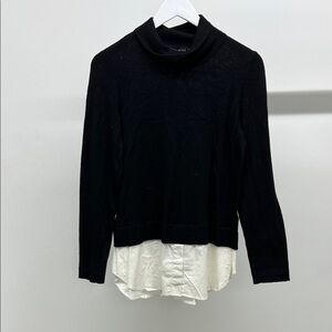 Saks Fifth Avenue Black and White Layered Turtleneck Sweater